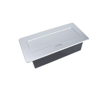 Разклонител/контакт DesignLight, за вграждане в плот с Push open капак 3shuko и 2*USB тип А и С - сив металик