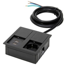 Контакт за вграждане VERSA HIT  DUO  1Shuko_2USB черен