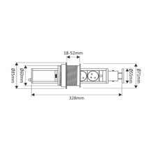 Разклонител /контакт за вграждане с 3 гнезда модел LIFT BOX, 2USB входа, Шуко, Черен